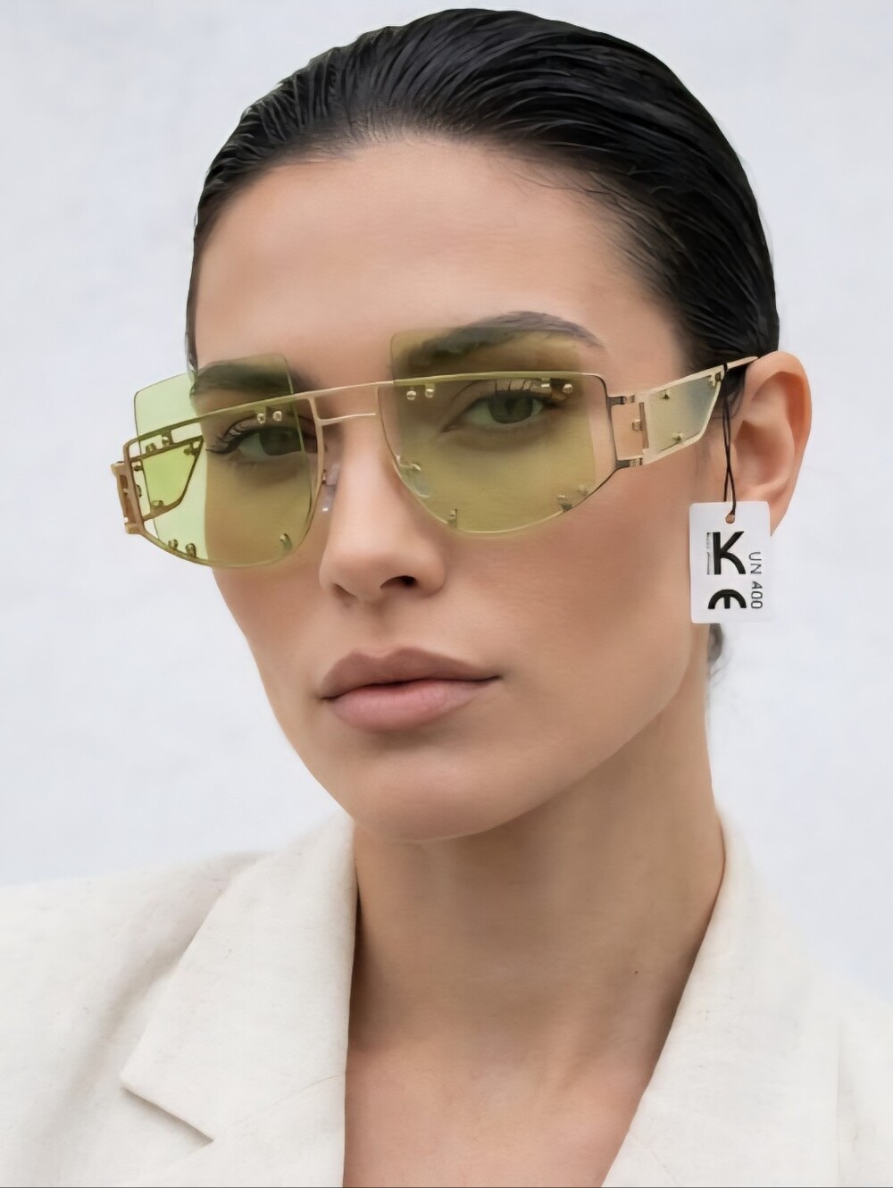 Contemporary Sunglasses with Light Yellow/Green Lenses